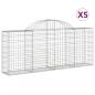 Preview: Gabionen mit Hochbogen 5 Stk. 200x30x80/100 cm Verzinktes Eisen