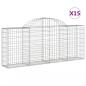 Preview: Gabionen mit Hochbogen 15 Stk. 200x30x80/100cm Verzinktes Eisen