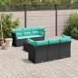 Preview: ARDEBO.de - 7-tlg. Garten-Sofagarnitur mit Kissen Schwarz Poly Rattan