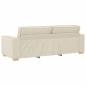 Preview: Sofa Stuhl Leinen 59 cm Beige Stoff und Holz 3-Sitzer Sofa