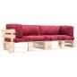 Preview: ARDEBO.de - 2-tlg. Outdoor-Sofa-Set Paletten mit Kissen in Rot Kiefernholz