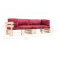 Preview: 2-tlg. Outdoor-Sofa-Set Paletten mit Kissen in Rot Kiefernholz