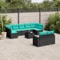 Preview: ARDEBO.de - 10-tlg. Garten-Sofagarnitur mit Kissen Schwarz Poly Rattan
