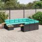 Preview: ARDEBO.de - 11-tlg. Garten-Sofagarnitur mit Kissen Schwarz Poly Rattan