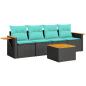 Preview: 5-tlg. Garten-Sofagarnitur mit Kissen Schwarz Poly Rattan