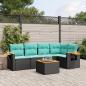Preview: ARDEBO.de - 6-tlg. Garten-Sofagarnitur mit Kissen Schwarz Poly Rattan
