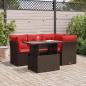 Preview: ARDEBO.de - 5-tlg. Garten-Sofagarnitur mit Kissen Braun Poly Rattan Akazie