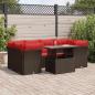 Preview: ARDEBO.de - 7-tlg. Garten-Sofagarnitur mit Kissen Braun Poly Rattan Akazie