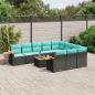 Preview: ARDEBO.de - 11-tlg. Garten-Sofagarnitur mit Kissen Schwarz Poly Rattan