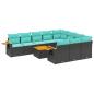 Preview: 11-tlg. Garten-Sofagarnitur mit Kissen Schwarz Poly Rattan