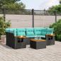 Preview: ARDEBO.de - 7-tlg. Garten-Sofagarnitur mit Kissen Schwarz Poly Rattan