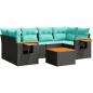 Preview: 7-tlg. Garten-Sofagarnitur mit Kissen Schwarz Poly Rattan