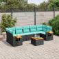 Preview: ARDEBO.de - 8-tlg. Garten-Sofagarnitur mit Kissen Schwarz Poly Rattan