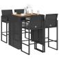 Preview: ARDEBO.de - 5-tlg. Gartenbar-Set ohne Kissen Schwarz Poly Rattan Akazie