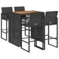 Preview: 5-tlg. Gartenbar-Set ohne Kissen Schwarz Poly Rattan Akazie