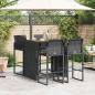 Preview: 5-tlg. Gartenbar-Set ohne Kissen Schwarz Poly Rattan Akazie