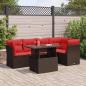 Preview: ARDEBO.de - 6-tlg. Garten-Sofagarnitur mit Kissen Braun Poly Rattan Akazie