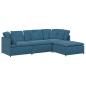 Preview: Modulares Sofa mit Fußhocker Kissen Samt Blau