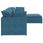Preview: Modulares Sofa mit Fußhocker Kissen Samt Blau
