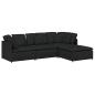 Preview: Modulares Sofa mit Fußhocker Kissen Stoff Schwarz