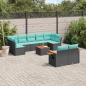 Preview: ARDEBO.de - 10-tlg. Garten-Sofagarnitur mit Kissen Schwarz Poly Rattan