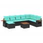 Preview: 9-tlg. Garten-Sofagarnitur mit Kissen Schwarz Poly Rattan