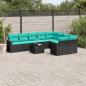 Preview: ARDEBO.de - 10-tlg. Garten-Sofagarnitur mit Kissen Schwarz Poly Rattan