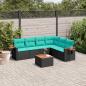 Preview: ARDEBO.de - 7-tlg. Garten-Sofagarnitur mit Kissen Schwarz Poly Rattan