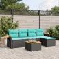 Preview: ARDEBO.de - 6-tlg. Garten-Sofagarnitur mit Kissen Schwarz Poly Rattan