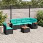 Preview: ARDEBO.de - 7-tlg. Garten-Sofagarnitur mit Kissen Schwarz Poly Rattan