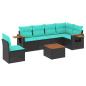 Preview: 7-tlg. Garten-Sofagarnitur mit Kissen Schwarz Poly Rattan