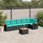 Preview: ARDEBO.de - 7-tlg. Garten-Sofagarnitur mit Kissen Schwarz Poly Rattan