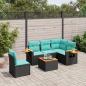 Preview: ARDEBO.de - 6-tlg. Garten-Sofagarnitur mit Kissen Schwarz Poly Rattan