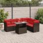 Preview: ARDEBO.de - 7-tlg. Garten-Sofagarnitur mit Kissen Grau Poly Rattan Akazie
