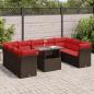 Preview: ARDEBO.de - 10-tlg. Garten-Sofagarnitur mit Kissen Braun Poly Rattan Akazie