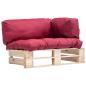Preview: ARDEBO.de - Outdoor-Sofa Paletten mit Kissen in Rot Kiefernholz