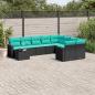 Preview: ARDEBO.de - 10-tlg. Garten-Sofagarnitur mit Kissen Schwarz Poly Rattan