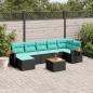 Preview: ARDEBO.de - 8-tlg. Garten-Sofagarnitur mit Kissen Schwarz Poly Rattan