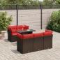 Preview: ARDEBO.de - 6-tlg. Garten-Sofagarnitur mit Kissen Braun Poly Rattan Akazie