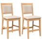Preview: Barhocker mit Kissen 2 Stk. Natur Massivholz Gummibaum