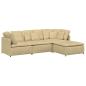 Preview: Modulares Sofa mit Fußhocker Kissen Cordstoff Hellgrün Grau