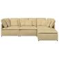 Preview: Modulares Sofa mit Fußhocker Kissen Cordstoff Hellgrün Grau