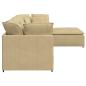 Preview: Modulares Sofa mit Fußhocker Kissen Cordstoff Hellgrün Grau