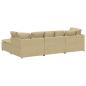 Preview: Modulares Sofa mit Fußhocker Kissen Cordstoff Hellgrün Grau