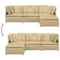 Preview: Modulares Sofa mit Fußhocker Kissen Cordstoff Hellgrün Grau