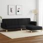 Preview: ARDEBO.de - Schlafsofa 2-Sitzer mit Fußhocker Schwarz Stoff
