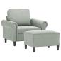 Preview: Sessel mit Hocker Hellgrau 60 cm Samt
