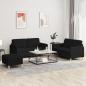 Preview: ARDEBO.de - 3-tlg. Sofagarnitur mit Kissen Schwarz Stoff