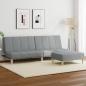 Preview: ARDEBO.de - Schlafsofa 2-Sitzer mit Fußhocker Hellgrau Stoff