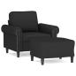 Preview: Sessel mit Hocker Schwarz 60 cm Samt